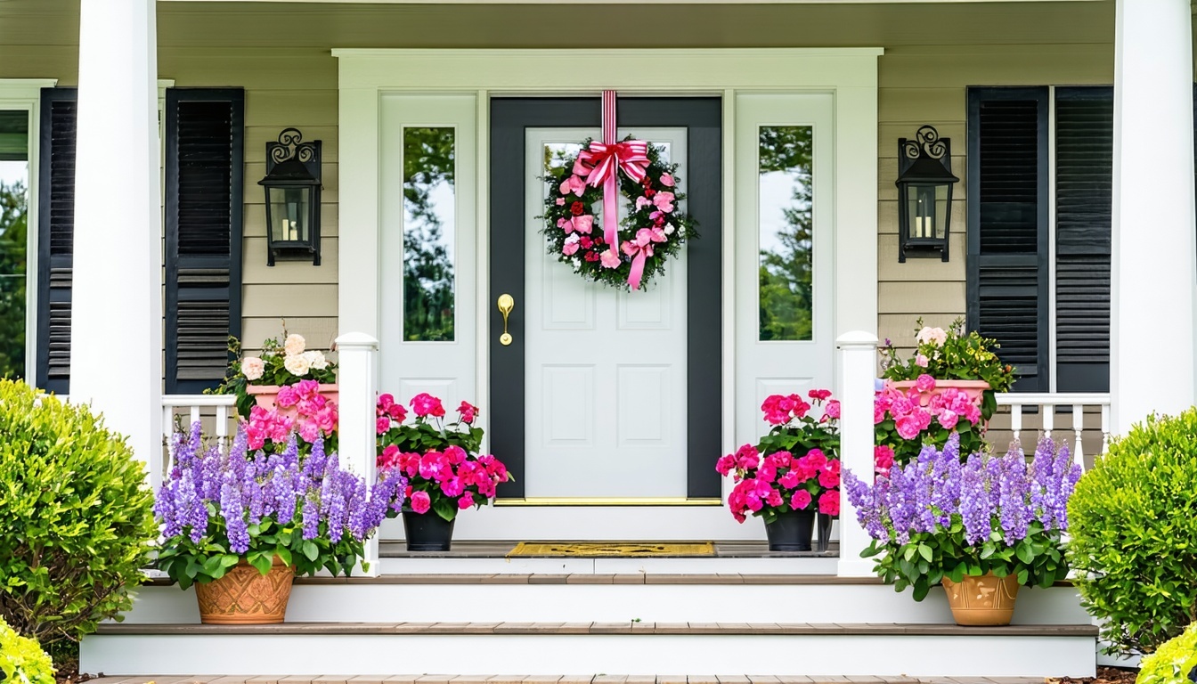Spring-themed porch with floral accents